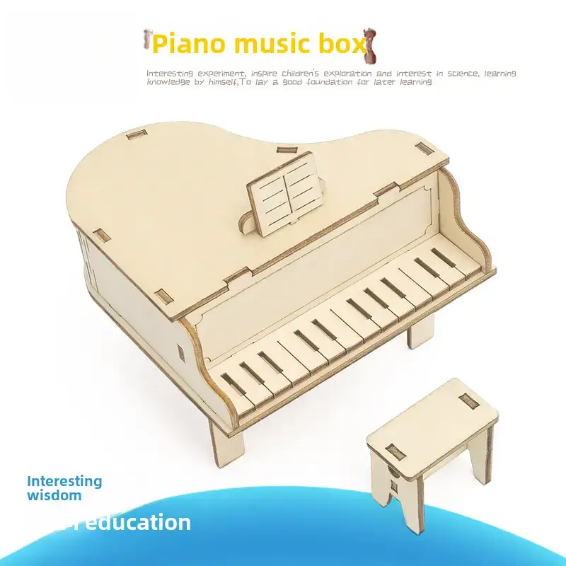 Kids Piano Music Box Wooden DIY Science Toy - Image 52