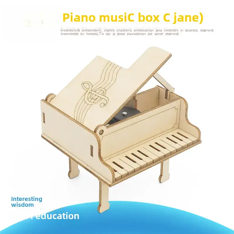 Kids Piano Music Box Wooden DIY Science Toy - Image 53