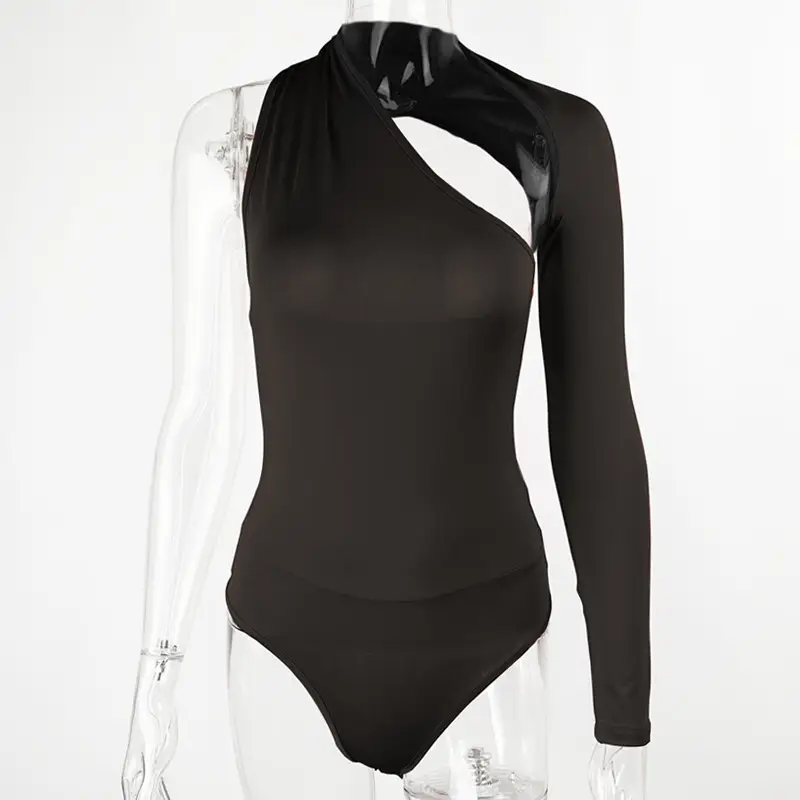 Black Backless Long Sleeve Bodysuit for Women - Image 3