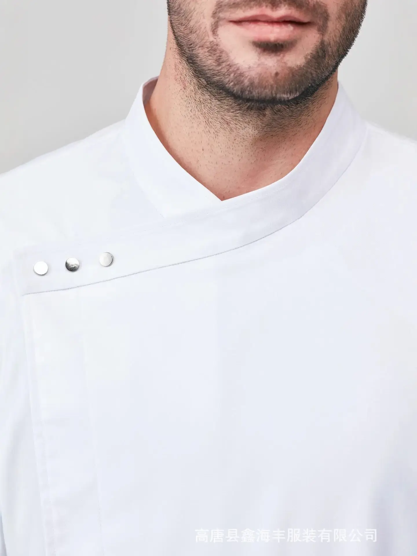 Men Short Sleeve Oil Resistant Chef Uniform Navy Blue - Image 5