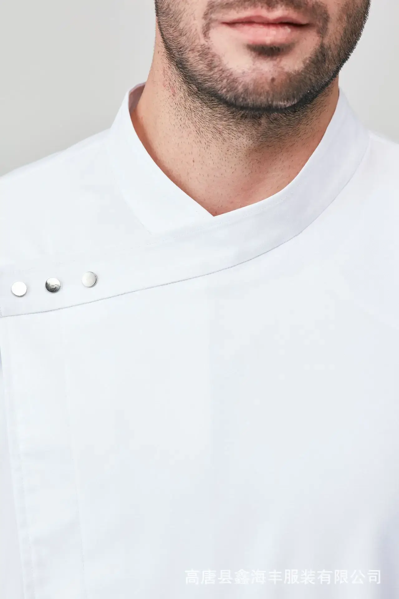 Men Short Sleeve Oil Resistant Chef Uniform Navy Blue — feature 17