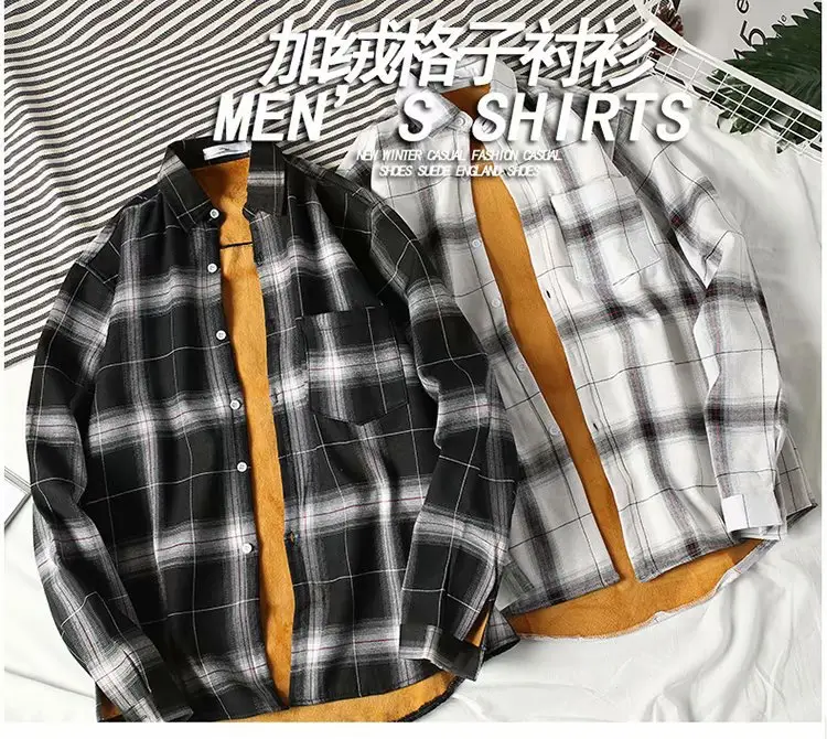 Men's Plaid Fleece Lined Long Sleeve Shirt Jacket - Image 3