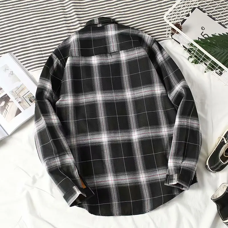 Men's Plaid Fleece Lined Long Sleeve Shirt Jacket - Image 2
