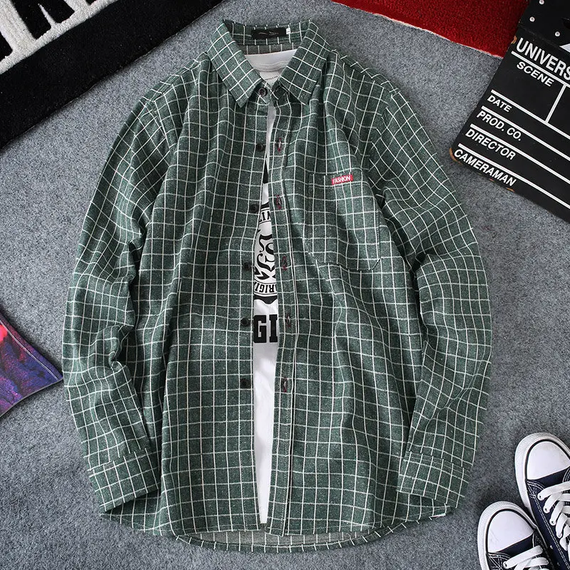 Men Plaid Grid Shirt Small Black Casual Wear - Image 8