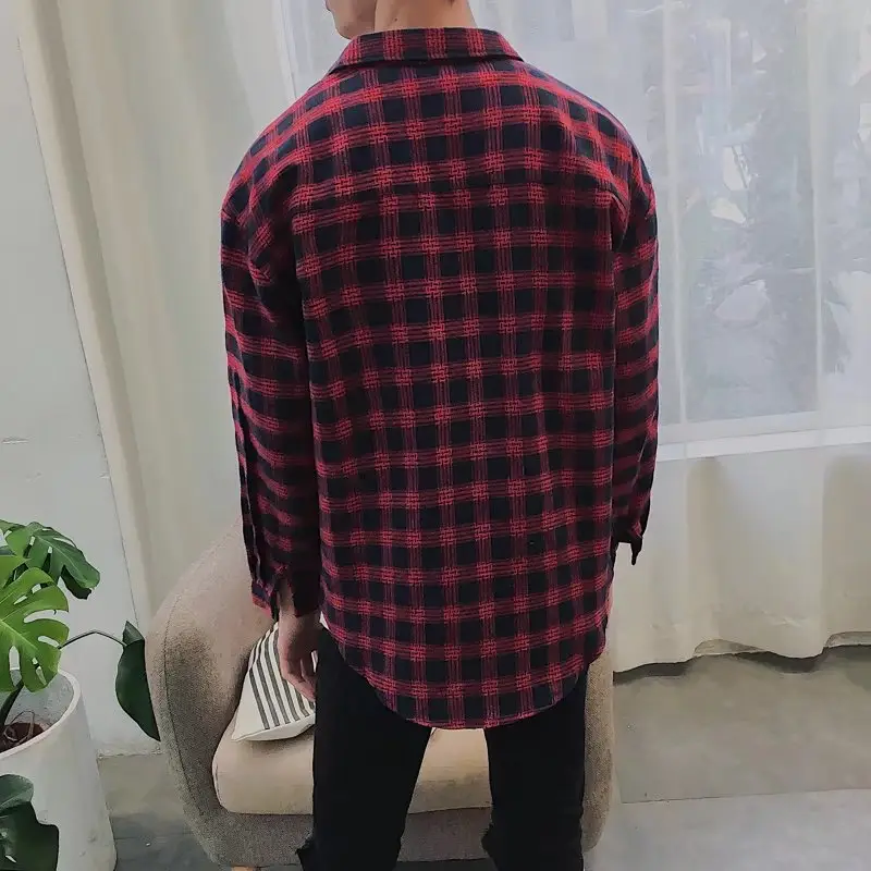Men's Long Sleeve Plaid Shirt Slim Fit Summer Wear - Image 5