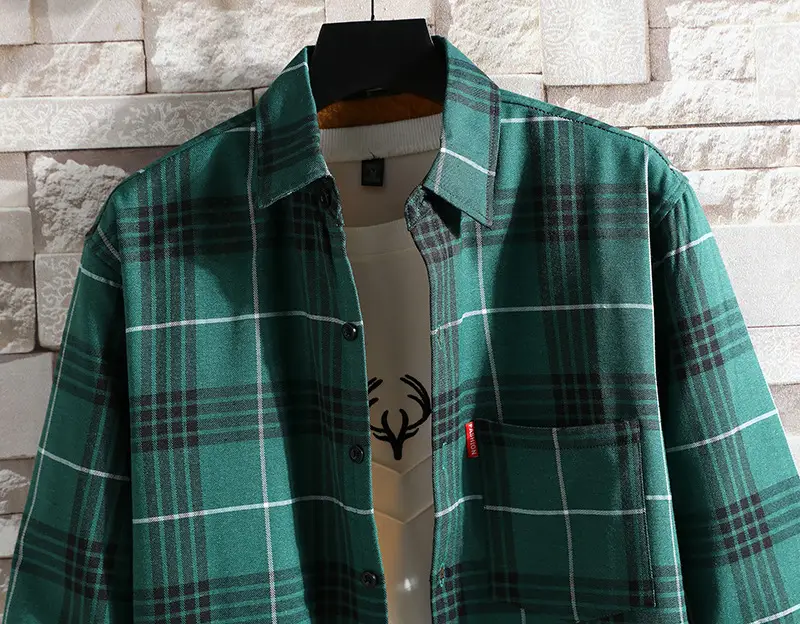Men Plaid Warm Coat Blue Long Sleeve Winter - Image 4