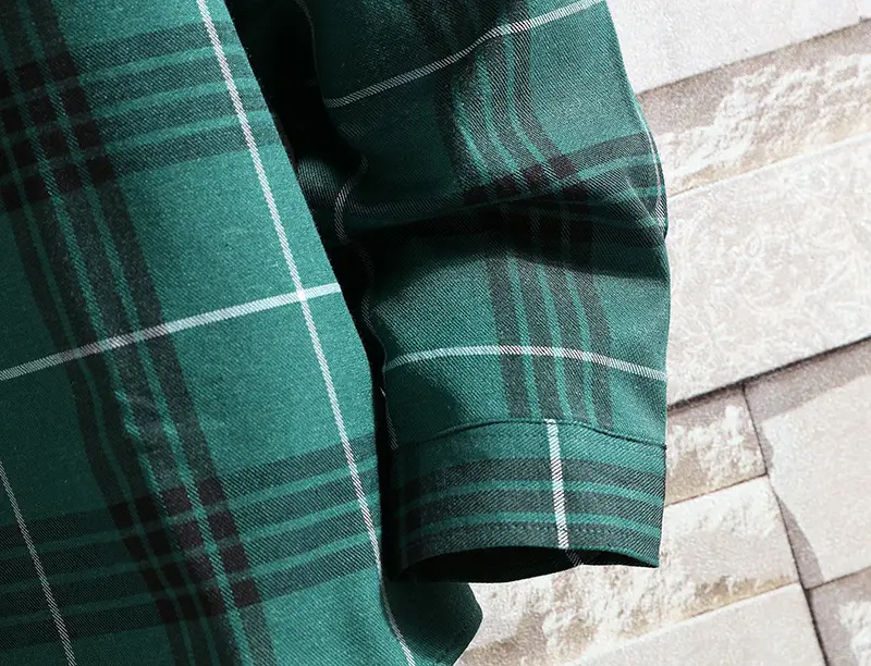 Men Plaid Warm Coat Blue Long Sleeve Winter - Image 5