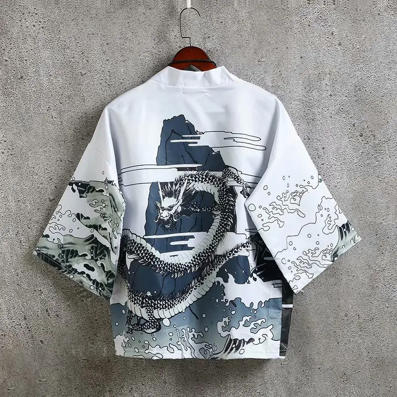 Ukiyo-e Kimono Crane Dao Robe Mid Sleeve Summer Sunscreen Coat - Image 4