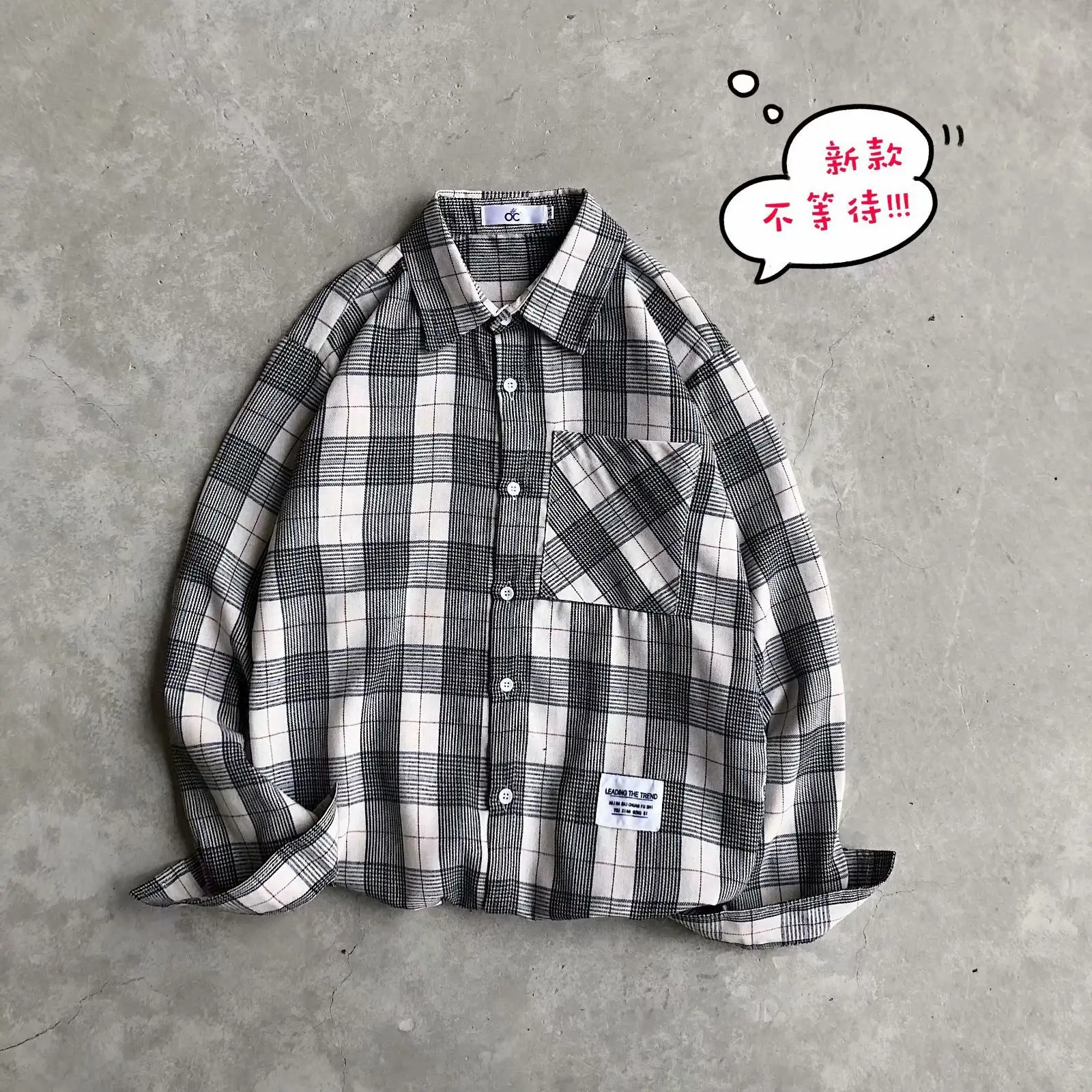 Japanese Plaid Long Sleeve Shirt Men Women Loose Fit Orange Black - Image 3