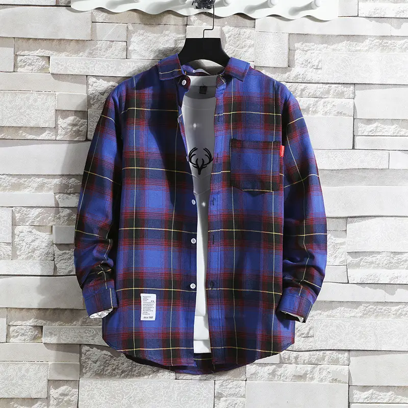 Men's Yellow Plaid Slim Fit Shirt - Image 9