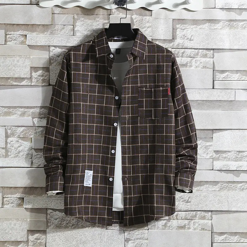 Men's Yellow Plaid Slim Fit Shirt - Image 12