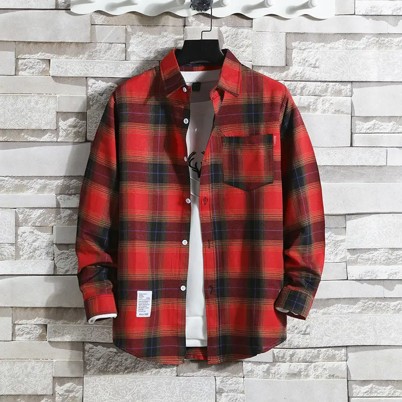 Men's Yellow Plaid Slim Fit Shirt - Image 6