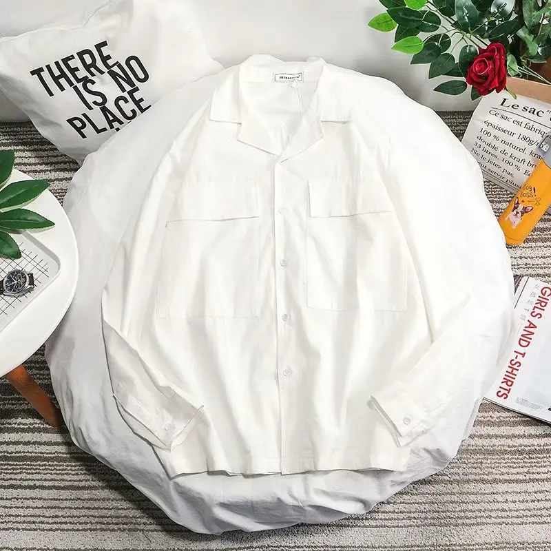 Men's Korean Style Long Sleeve Shirt Grey Base - Image 4