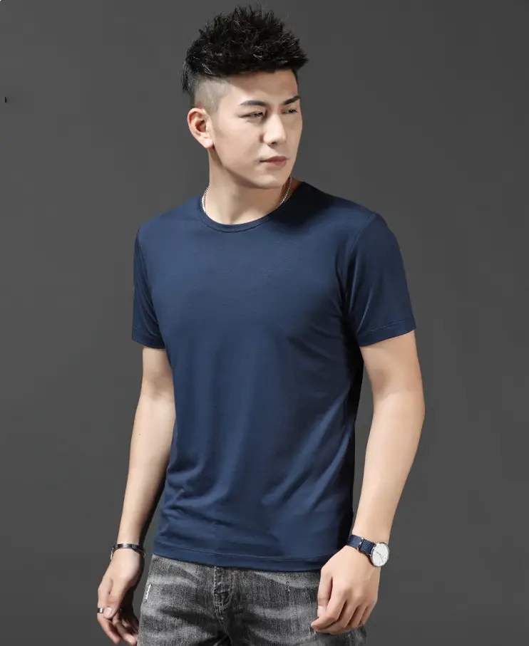 Men 2020 Grey V-Neck T-Shirt Short Sleeve - Image 12