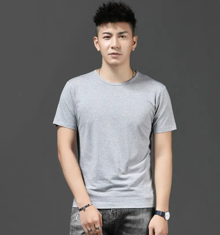 Men 2020 Grey V-Neck T-Shirt Short Sleeve - Image 14