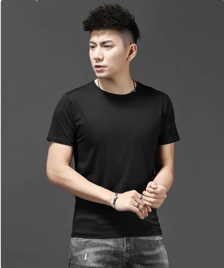 Men 2020 Grey V-Neck T-Shirt Short Sleeve - Image 3