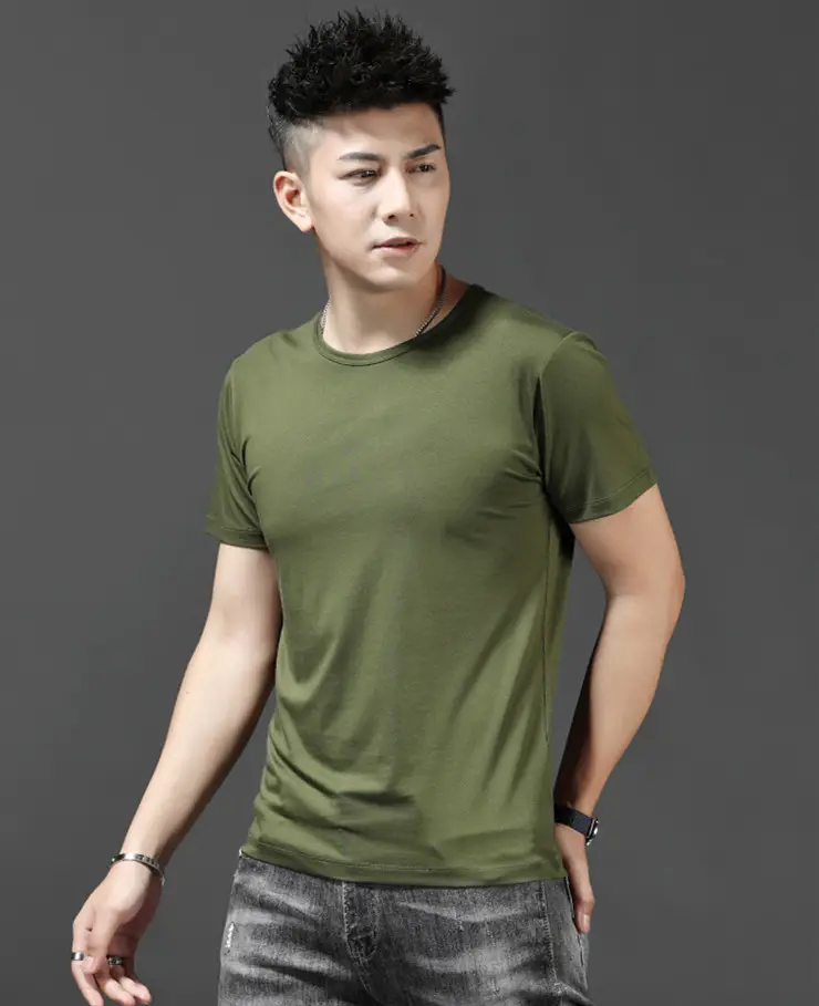 Men 2020 Grey V-Neck T-Shirt Short Sleeve - Image 5