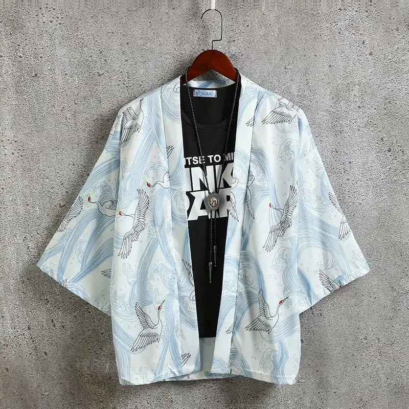 Men's Ukiyo-e Robe Sun-protective Seven-Sleeve Shirt - Image 7