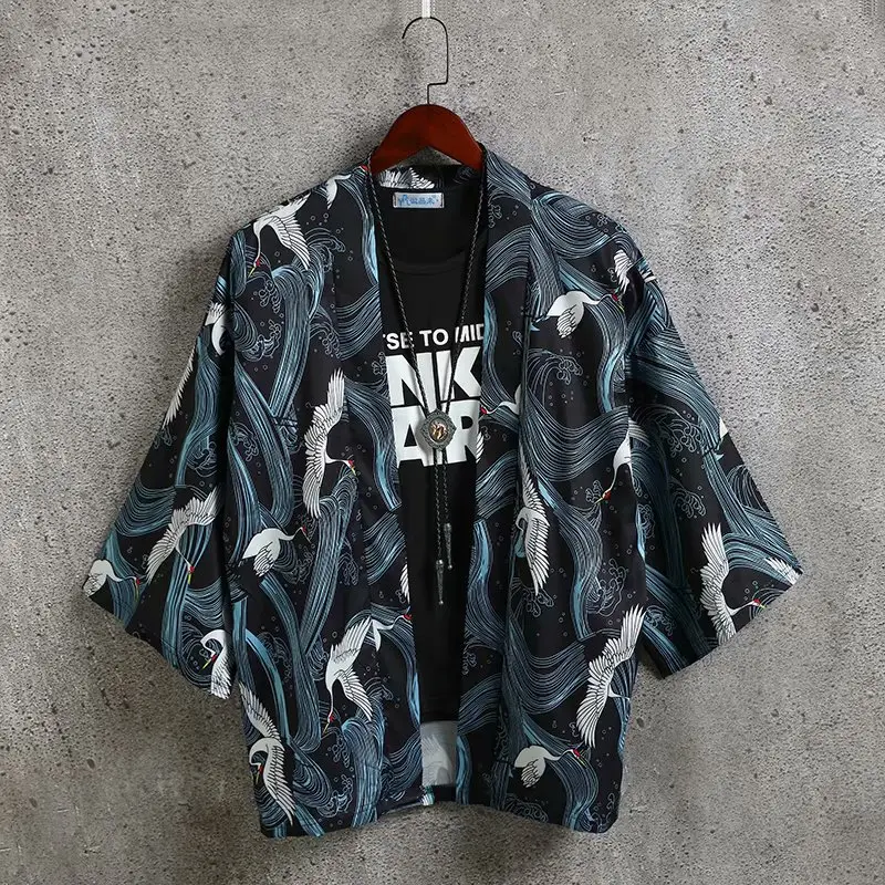 Men's Ukiyo-e Robe Sun-protective Seven-Sleeve Shirt - Image 8