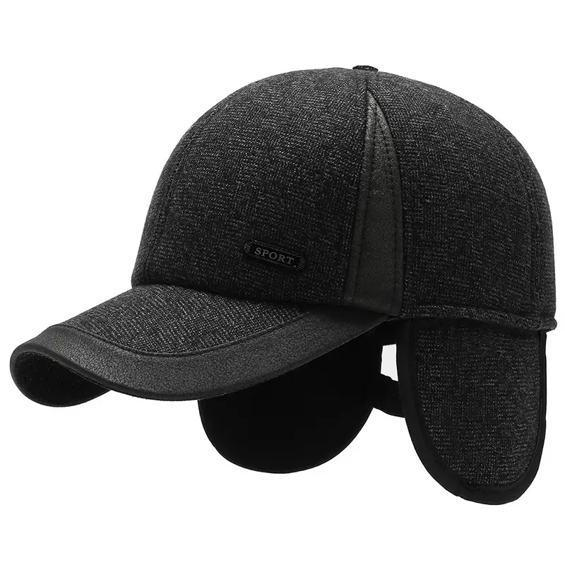 Men's Black Cotton Baseball Cap with Velvet Logo - Image 5