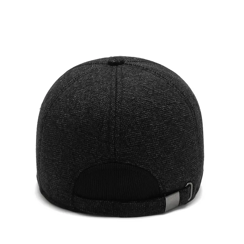 Men's Black Cotton Baseball Cap with Velvet Logo - Image 6