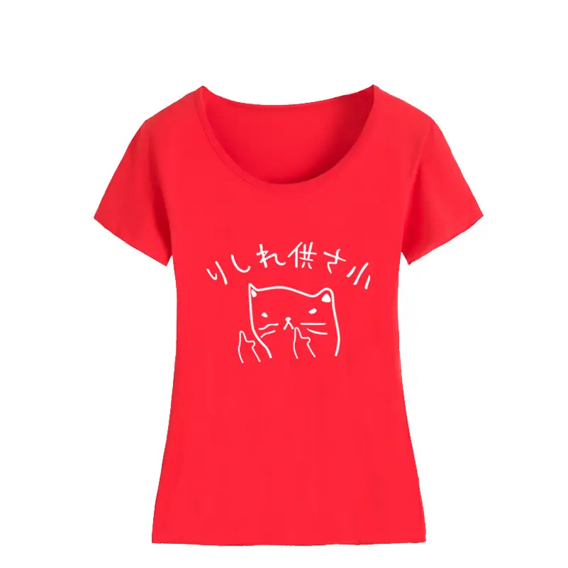 Red Japanese Cat Graphic T-Shirt for Men Women Pure Cotton - Image 10