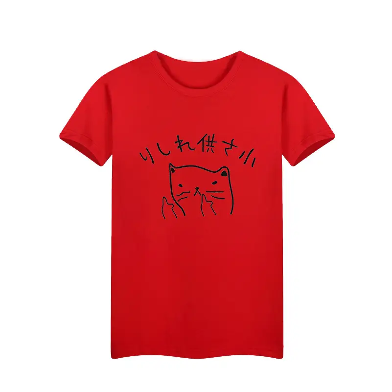 Red Japanese Cat Graphic T-Shirt for Men Women Pure Cotton - Image 9