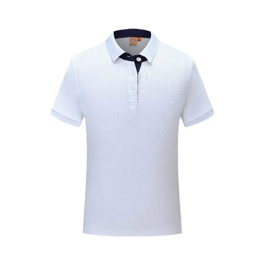 Men Navy Blue Pique Polo with Yellow Collar - Image 14