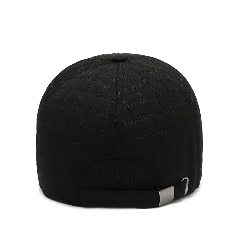 Men's Black Quilted Winter Cap with Neck Warmer - Image 8