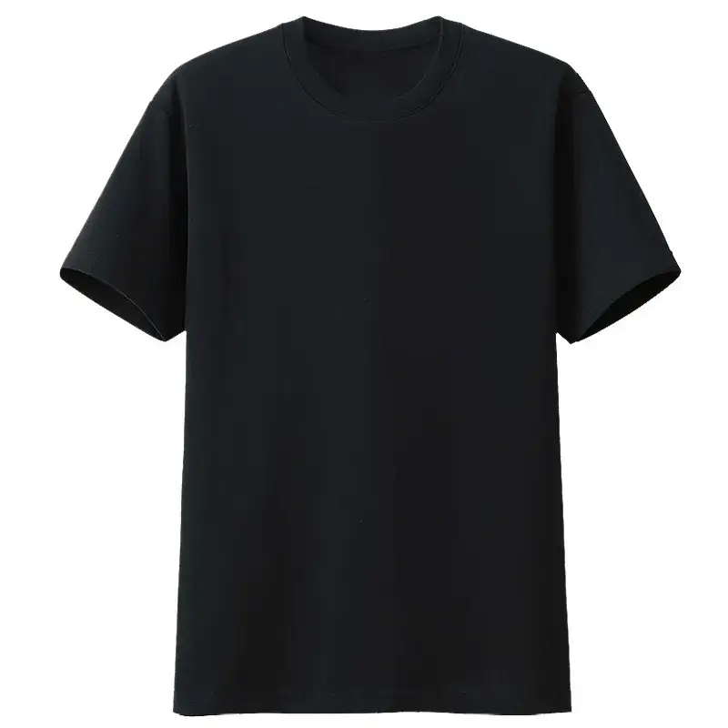 Men Mercerized Cotton Black T-Shirt Round Neck - Image 7