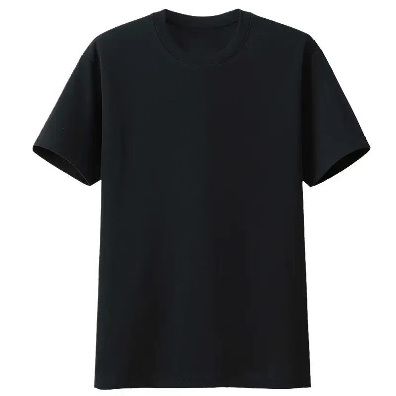 Men Mercerized Cotton Black T-Shirt Round Neck - Image 3