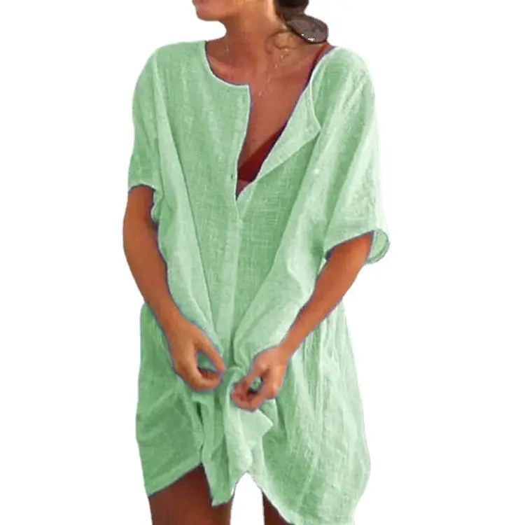 Green Loose Sleeve Women's Shirt Mid-Length - Image 13