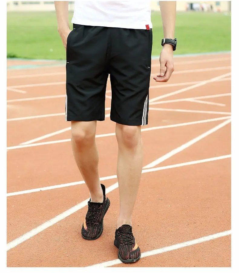 Men's Black 5-Point Elastic Shorts Running Fitness — feature 10