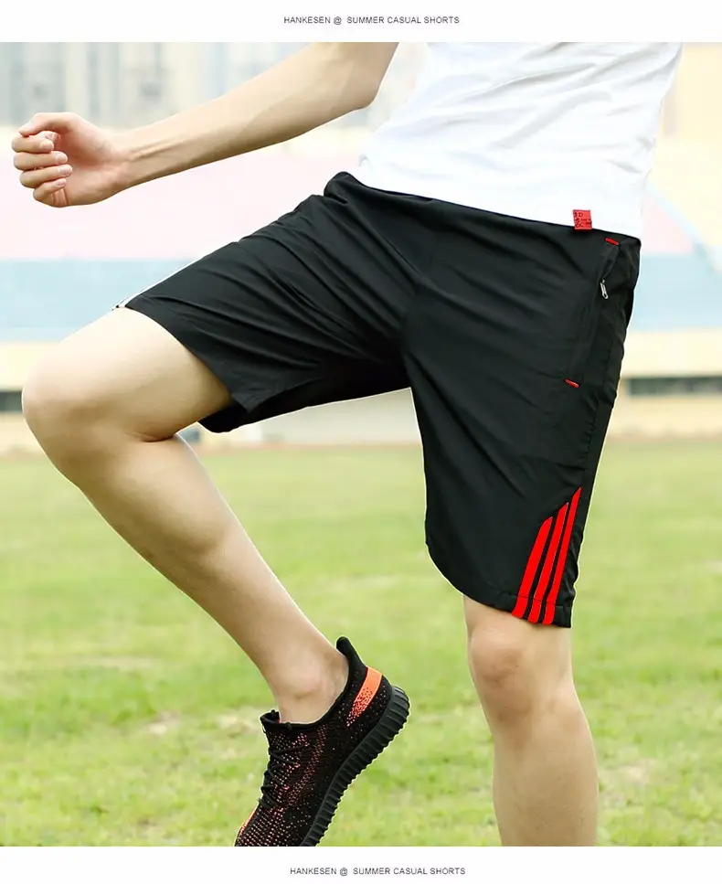 Men's Black 5-Point Elastic Shorts Running Fitness — feature 14