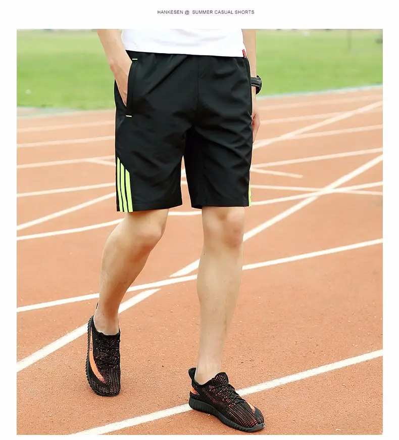 Men's Black 5-Point Elastic Shorts Running Fitness — feature 15