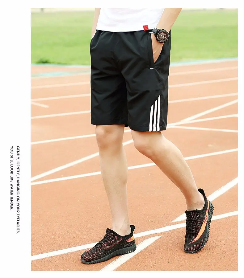 Men's Black 5-Point Elastic Shorts Running Fitness — feature 7