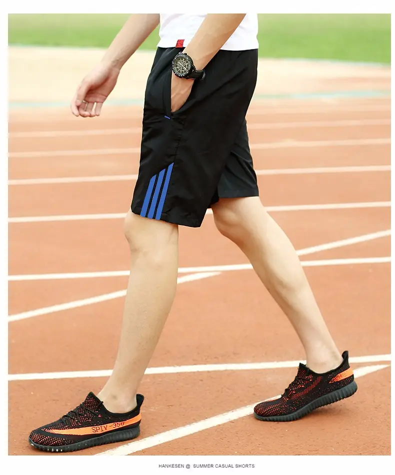 Men's Black 5-Point Elastic Shorts Running Fitness — feature 9