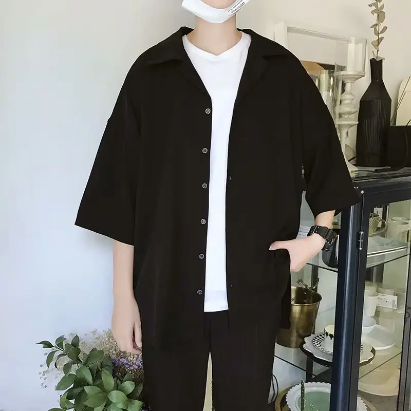 Men's Black Seven Point Sleeve Shirt & Pants Set - Image 2