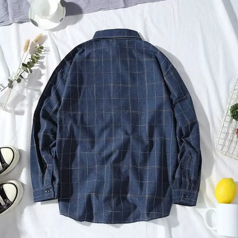 Men's Black Plaid Slim Fit Long Sleeve Shirt - Image 5