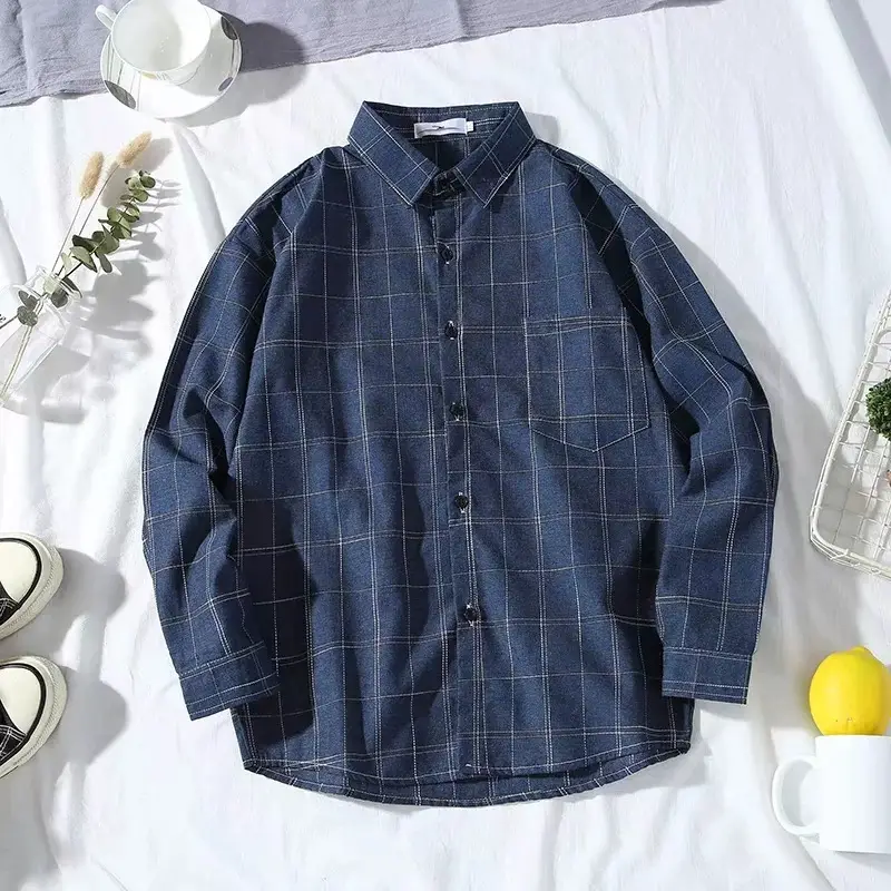 Men's Black Plaid Slim Fit Long Sleeve Shirt - Image 2