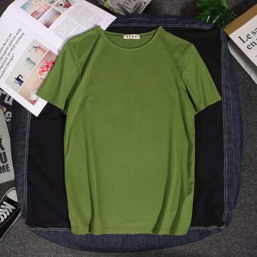 Men Green Slim Fit T-Shirt Short Sleeve Round Neck - Image 10