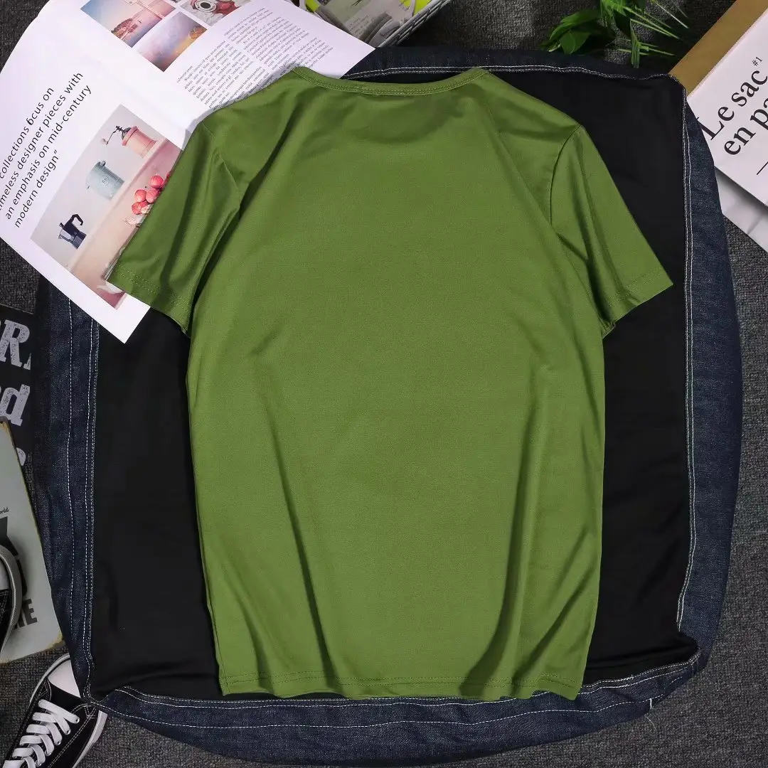 Men Green Slim Fit T-Shirt Short Sleeve Round Neck - Image 11