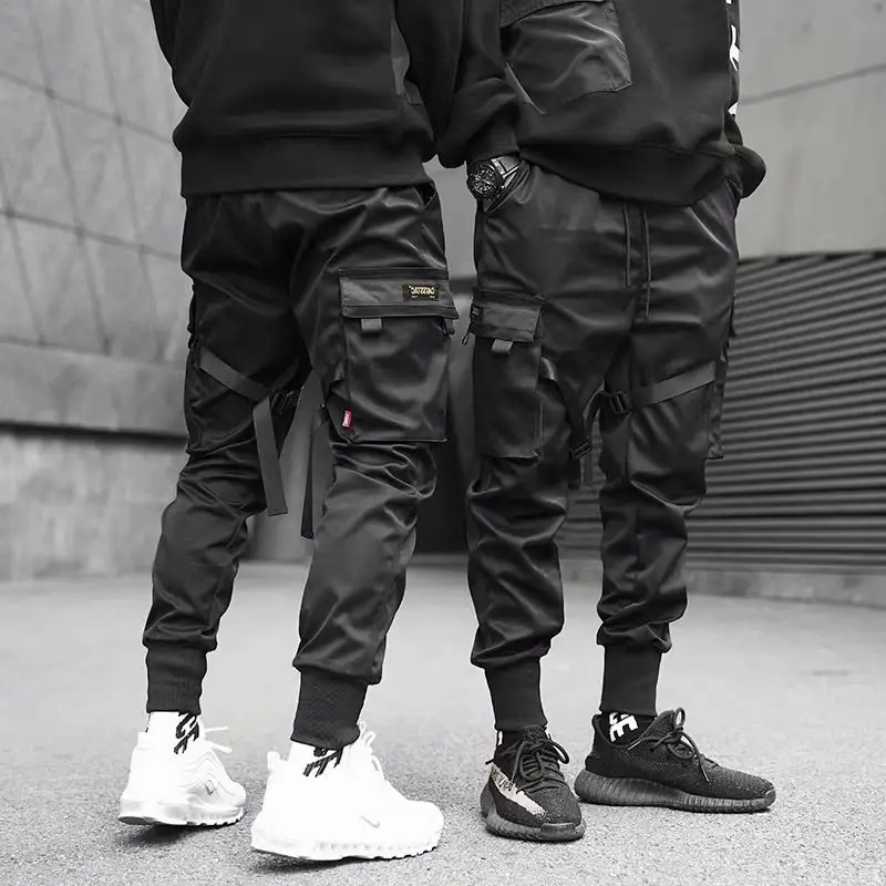Men Black Multi-Pocket Casual Trousers Set - Image 3