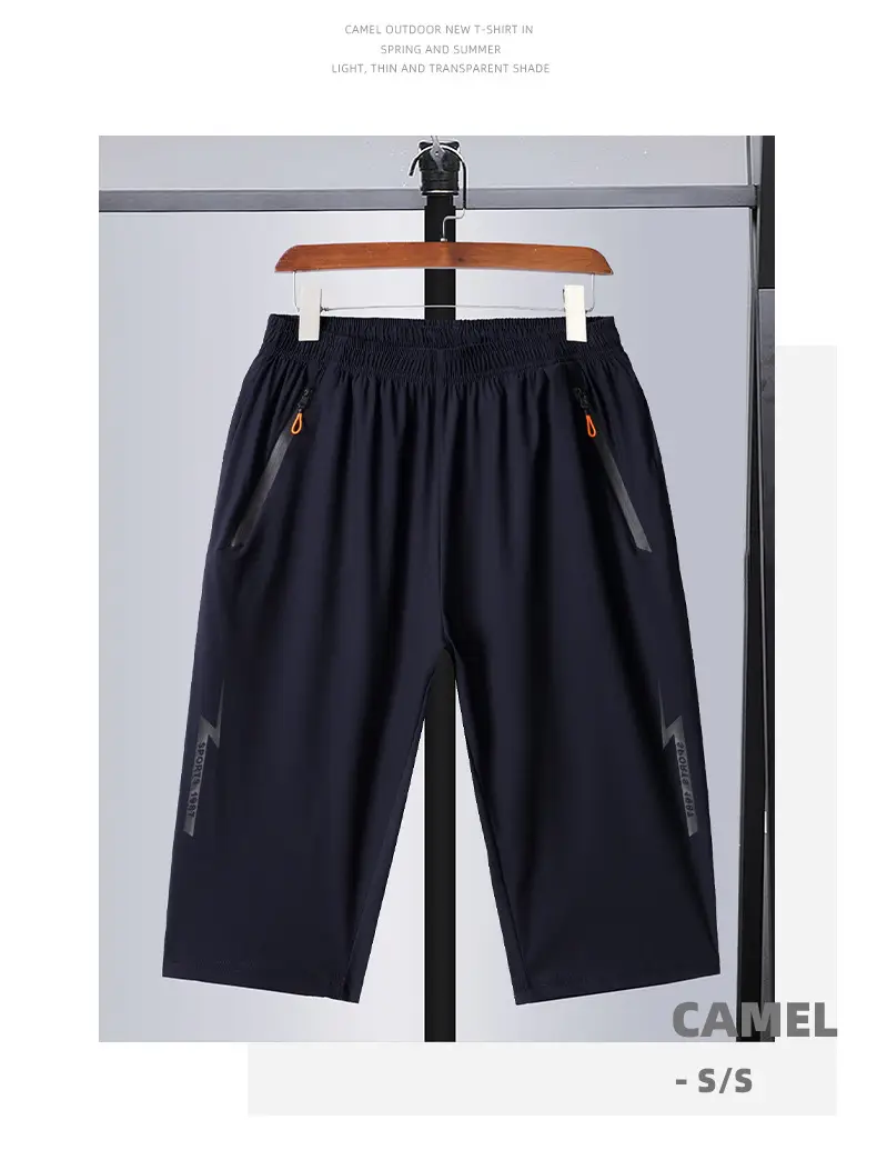Men Ice Silk Zipper Shorts Black XL — feature 10