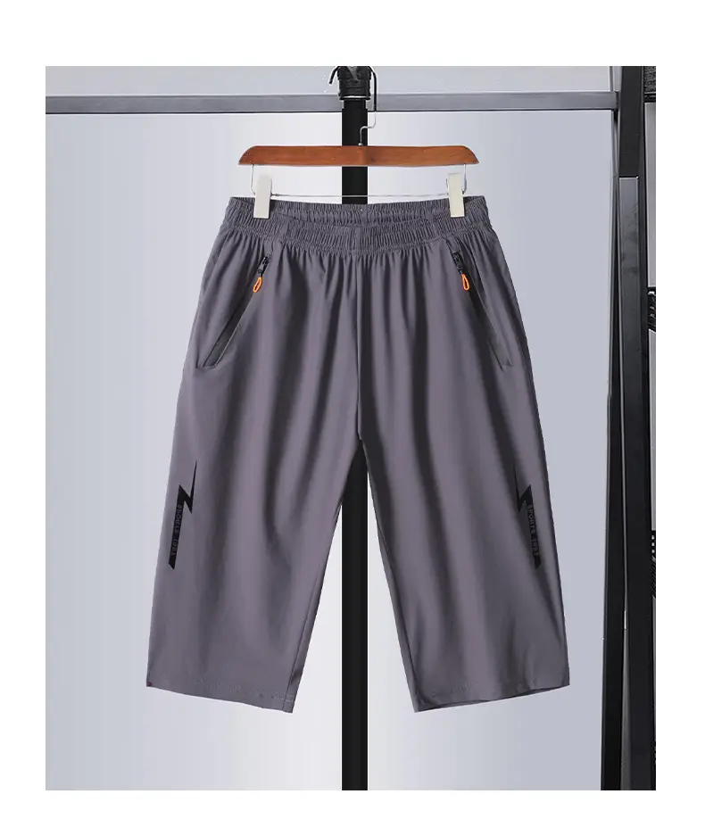 Men Ice Silk Zipper Shorts Black XL — feature 9