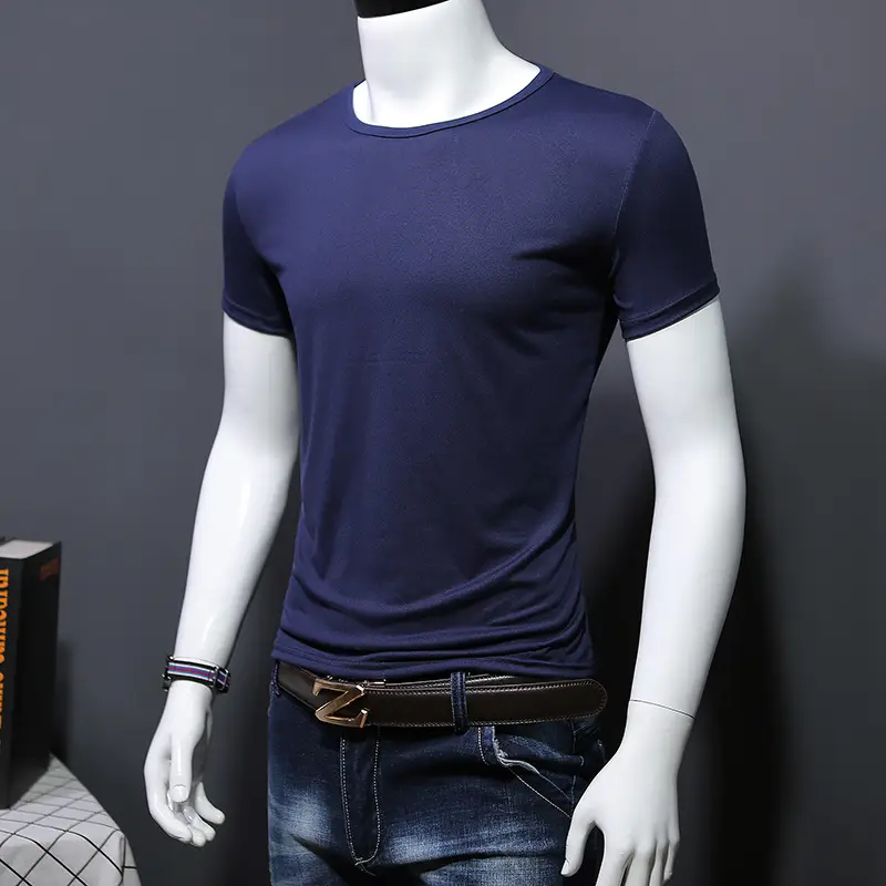 Men Maroon Slim Fit T-Shirt Short Sleeve - Image 5