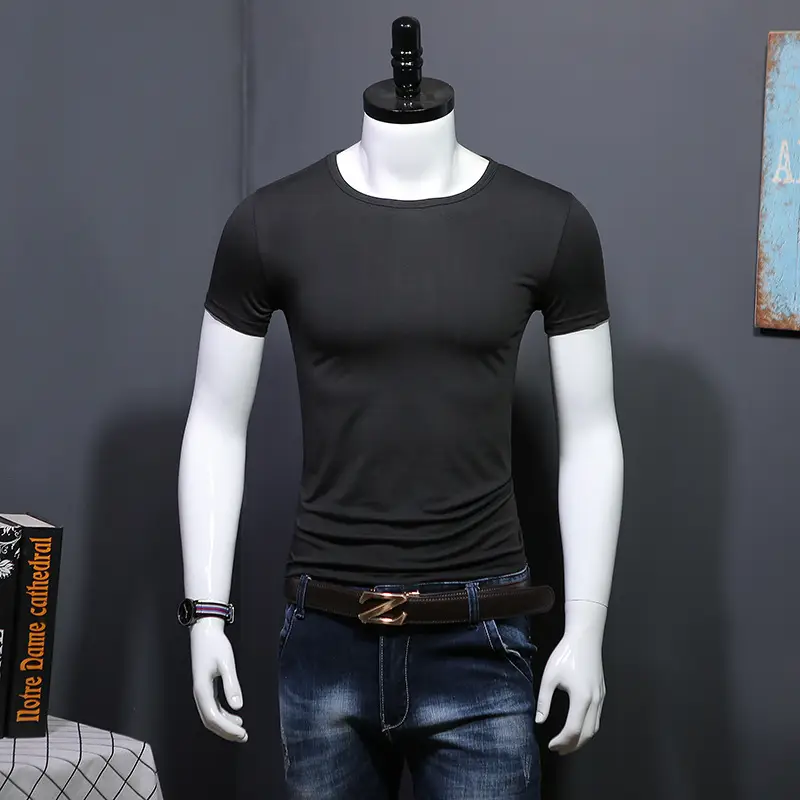 Men Maroon Slim Fit T-Shirt Short Sleeve - Image 3