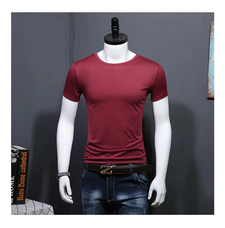 Men Maroon Slim Fit T-Shirt Short Sleeve — feature 9