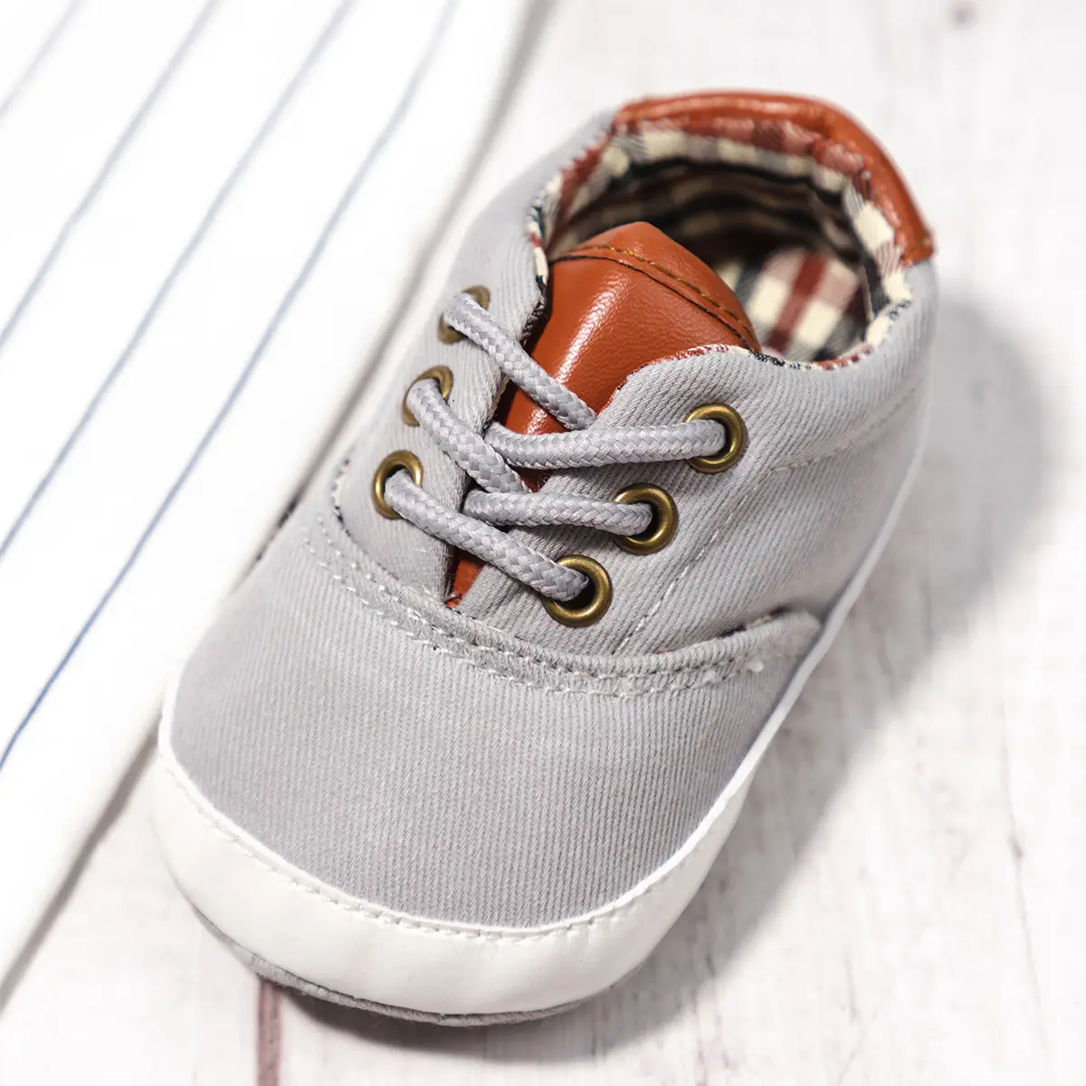 Grey Canvas Baby Shoes for 0-12 Months