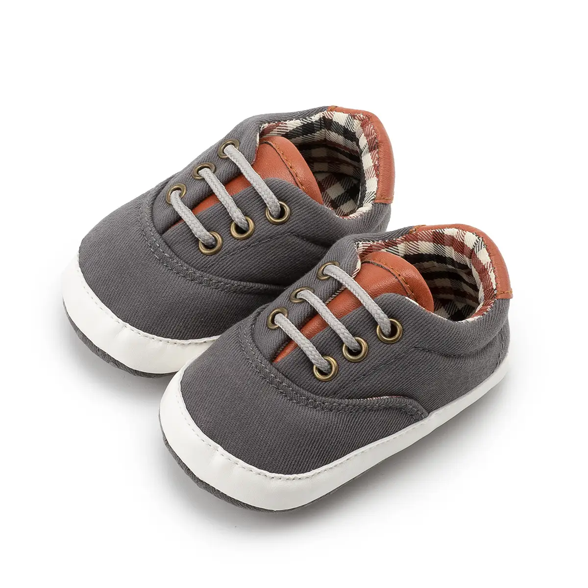 Grey Canvas Baby Shoes for 0-12 Months